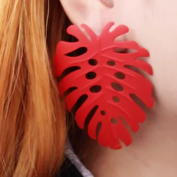 

Big Leaf Earring for Women Party Jewelry Statement Earrings Hollow Metal Tropical Maple Leaf Earrings Brincos Simple