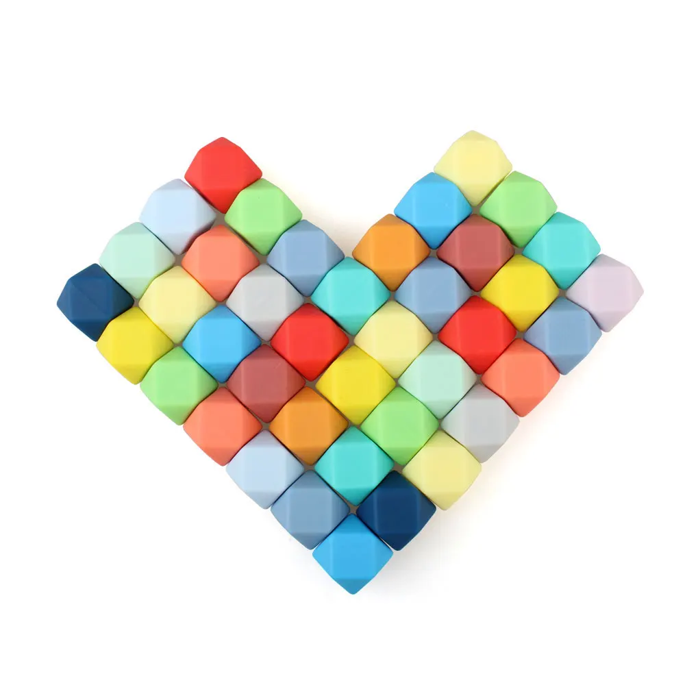 실리콘 구슬 육각형 14mm 10pcs DIY 팔찌 젖꼭지 클립 목걸이  젖니가 남 Molar Teether 식품 학년 실리콘  구슬
