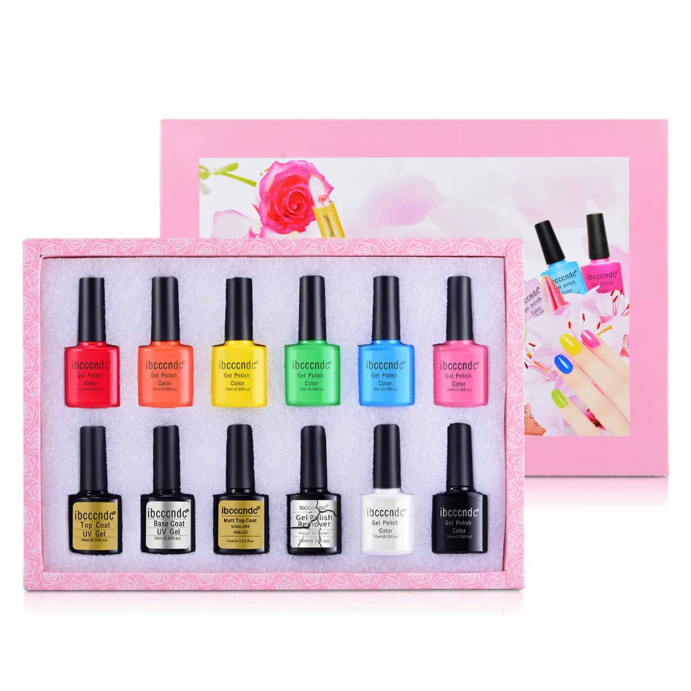 10ml Soak Off Gel Nail Polish Set Long Lasting Manicure UV Gel Varnish Base and Top Coat Matte Coat Burst Magic Nail Remover Set - Цвет: nail art set