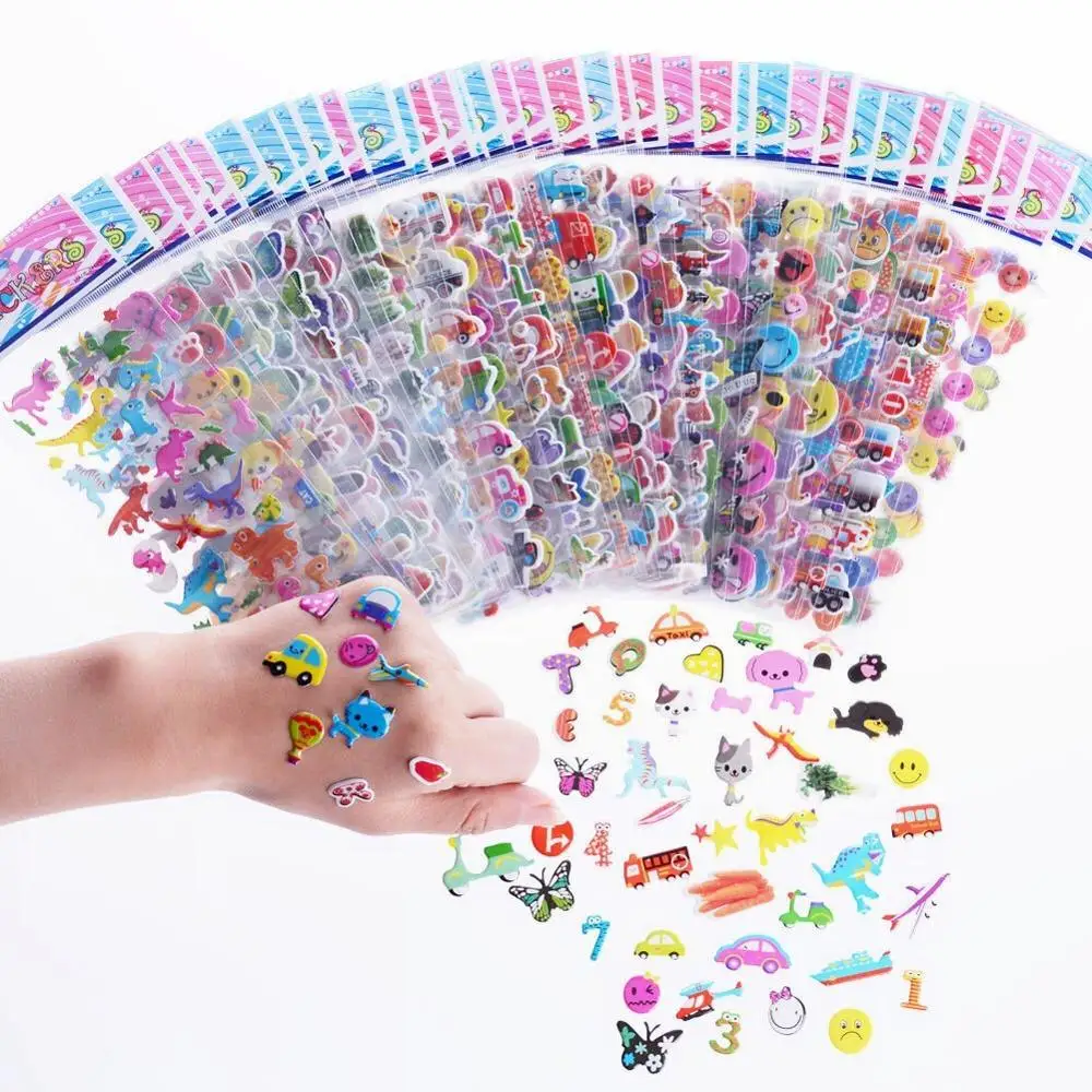 Pegatinas 3D para niños, pegatinas para niños, 600 +, 20 sábanas diferentes, para regalo de cumpleaños, libro de recortes