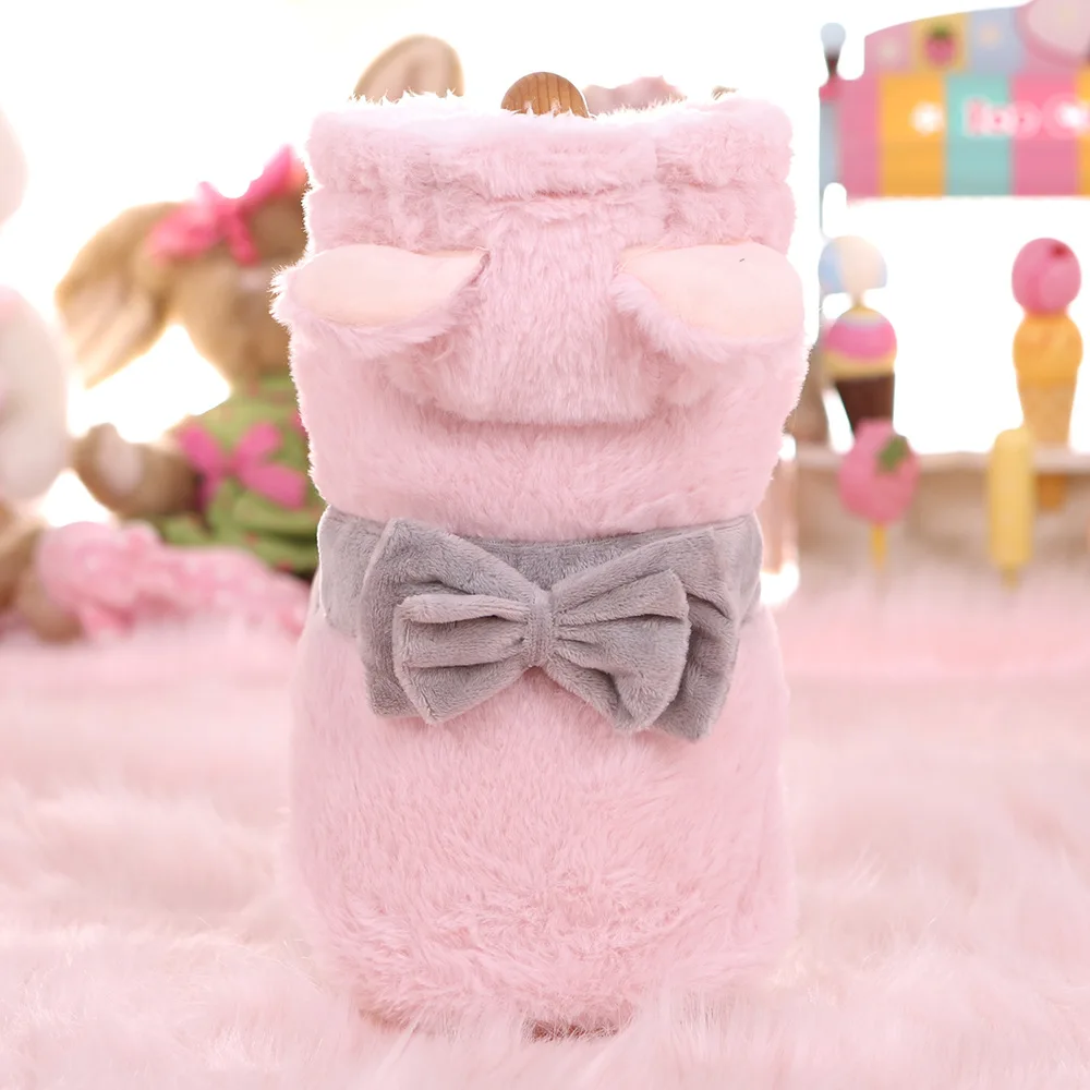 

Autumn and Winter Newest Clothes for Dogs with Bow Decor Cotton Warm Padded Two Feet Pet Jacket for Yorkshire Pet Dog Clothes