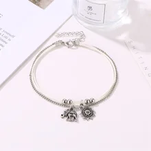 Европейские и американские аксессуары,, украшения для ног, ретро сочетание, Подсолнух, слон, ножной браслет, модная летняя пляжная ножка или