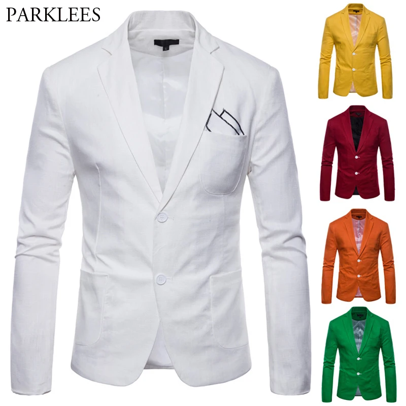 Мужской деловой пиджак белый однотонный на двух пуговицах приталенный