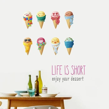 

Colorful Summer Ice Cream Wall Sticker Murals Poster Wallpaper Kids Room Kitchen Kids Bedroom Food Store Decor