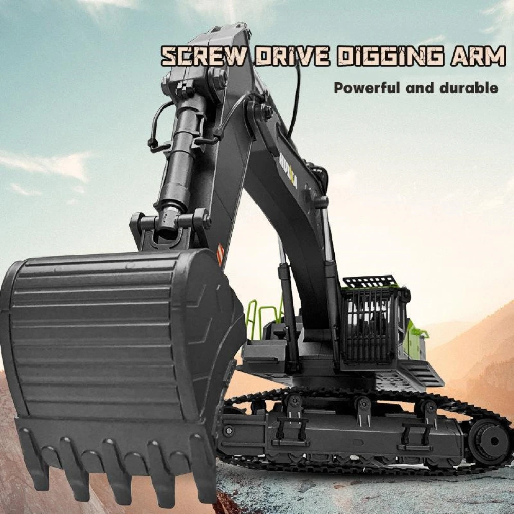 HUINA 1593 1:14 RC Alloy Excavator 22CH Big RC Trucks Simulation Excavator Remote Control Track Engineering Vehicle Toy for Boy 4