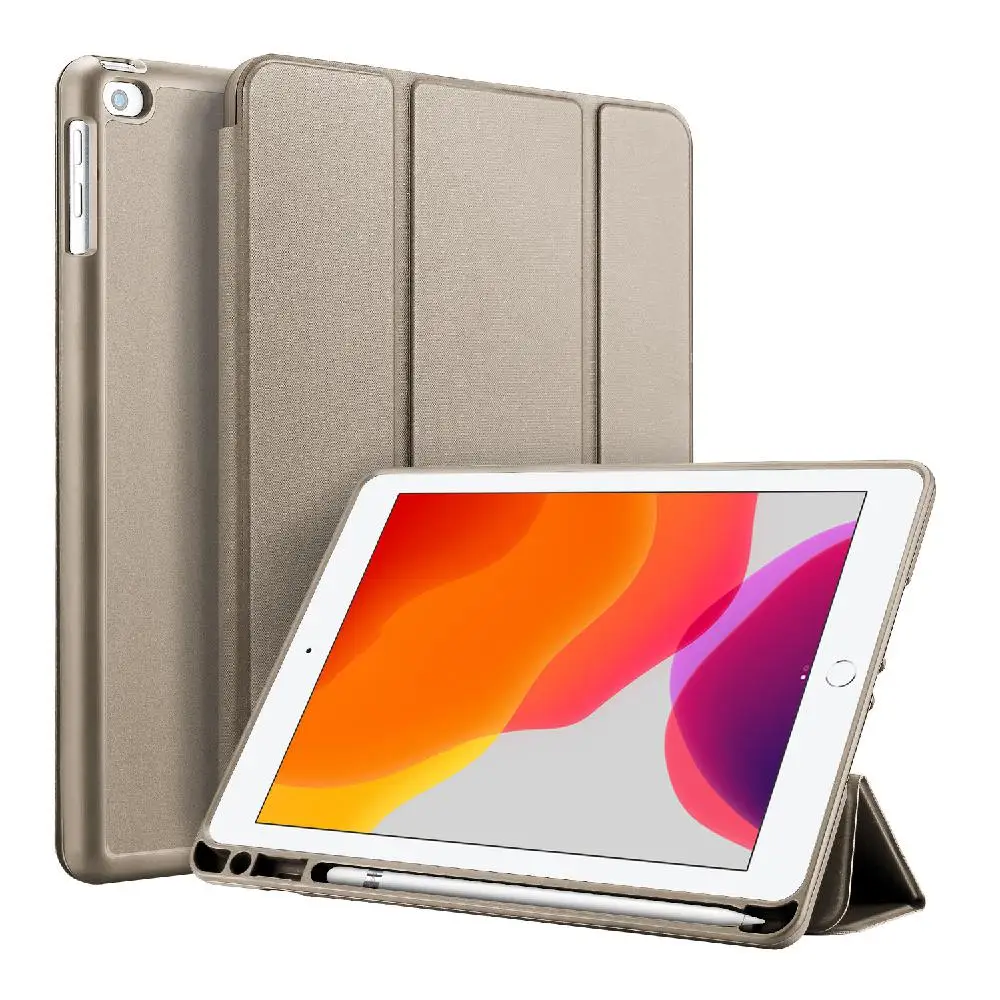 DUX DUCIS для iPad pro 7 10,2 дюймов искусственная кожа+ задняя крышка из ТПУ полный защитный чехол с держателем ручки - Цвет: Gold