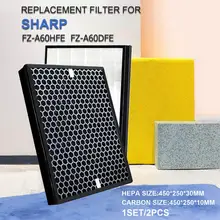 Для Sharp Filter FZ-A60HFE FZ-A60DFE, сменный HEPA и фильтр с активированным углем для KC-A60T KC-A60E KC-860E KC-860U