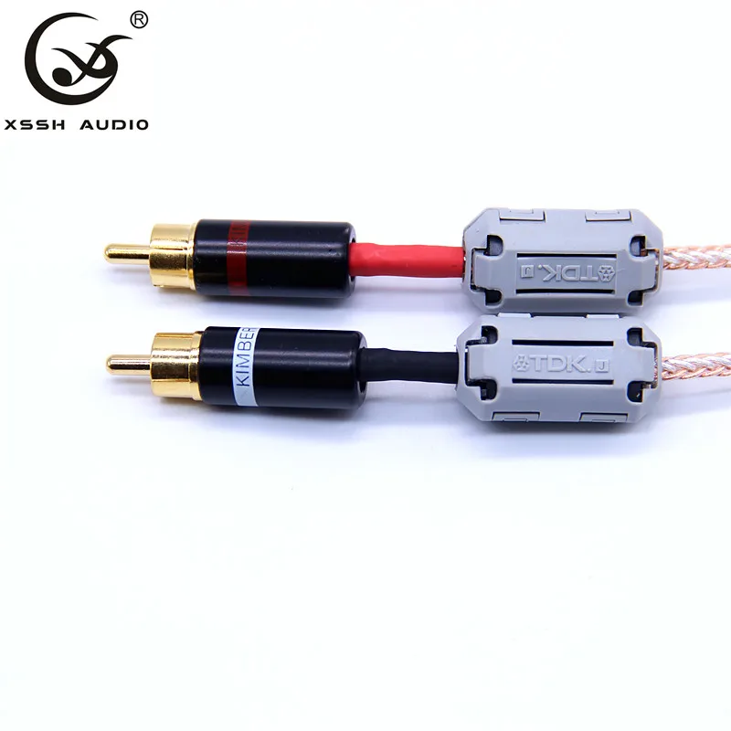 xssh Hifi 2pcs RCA to RCA Hi end I OFC pure copper silver mixed Teflon Headphone the power amplifieAudio Wire Cord Aux Cable
