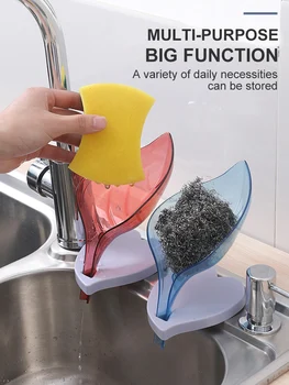 

2PCS Leaf Shape Soap Dish Box Bathroom Soap Holder Storage Rack Kitchen shelf Sponge Holder Case bathroom accessories Gadgets