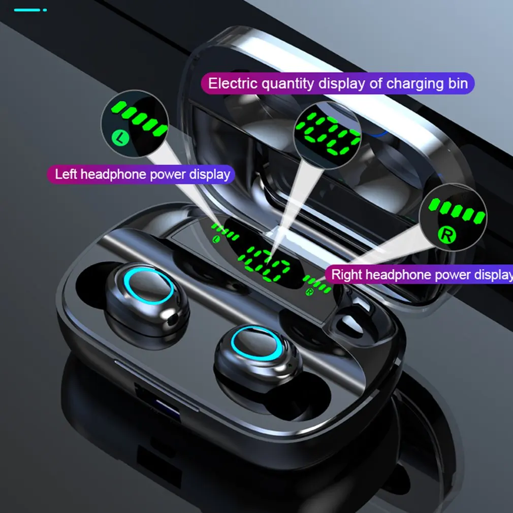 S11 Wireless Earphone With Power Display Sport In ear Headset Stereo Handsfree Noise Cancelling Earphones Charging Box