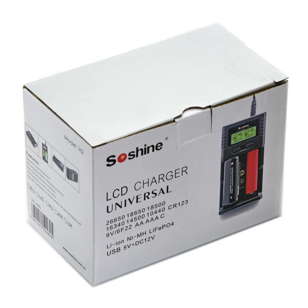 Soshine lcd универсальное зарядное устройство для Li-ion/LiFePO4 26650 18650 9V NiMH C AA AAA 9V Подставка для зарядки