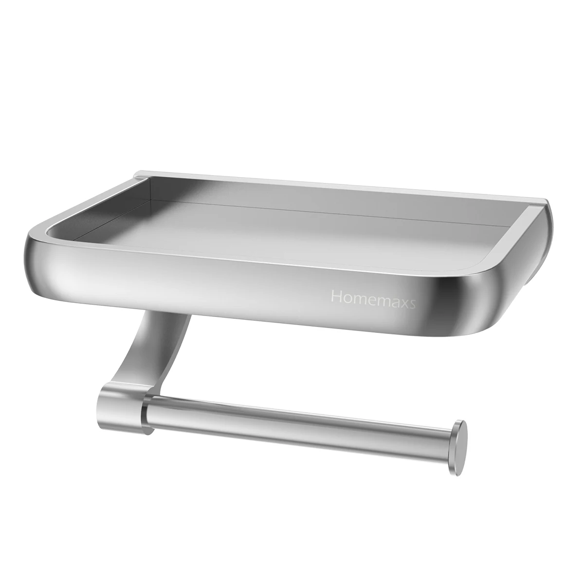 

HOMEMAXS Wall Mount Toilet Paper Holder Aluminum Tissue Paper Holder Toilet Roll Dispenser With Phone Storage Shelf for Bathroom