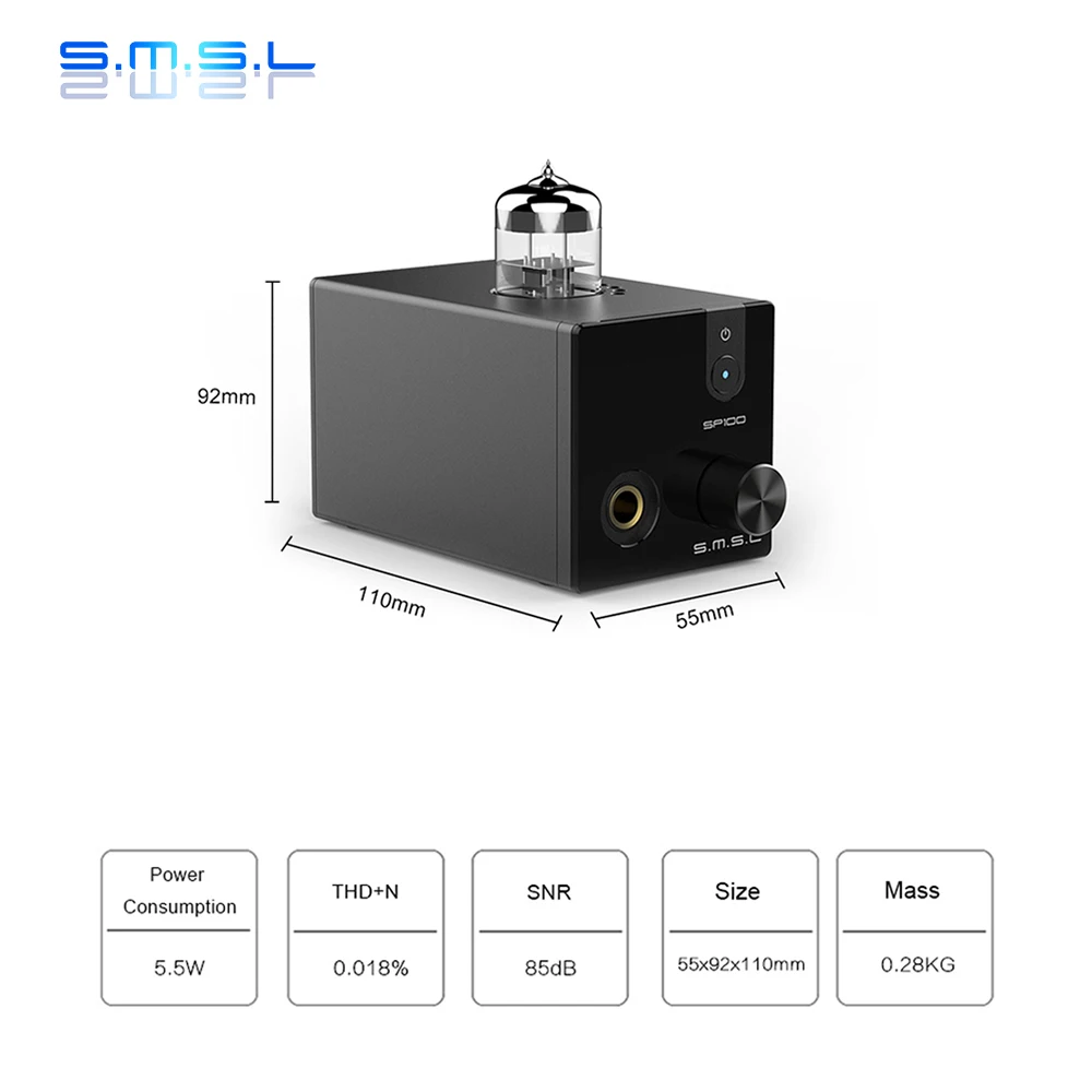 SMSL SP100 ламповый усилитель для наушников 6N3 HiFi аудио стерео ламповый усилитель выходной трансформатор 2,0 канальный ламповый буфер 5,5 Вт