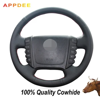 

APPDEE Hand-stitched Black Genuine Leather Steering Wheel Cover for Ssangyong Rexton Rexton W Rodius