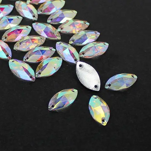 6*12 мм 7*15 9*20 11*24 17*32 Crystal AB / Clear маркиза смола Пришивание камней плоская спинка