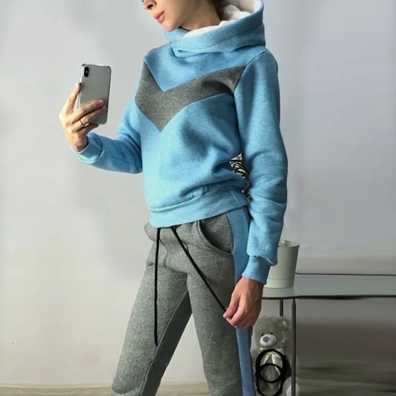 02 Blue Women's Hat, Sweater, Loose Pocket, Hot Sweater, Sports Pants In Autumn, Winter And Winter - Цвет: 02 Blue