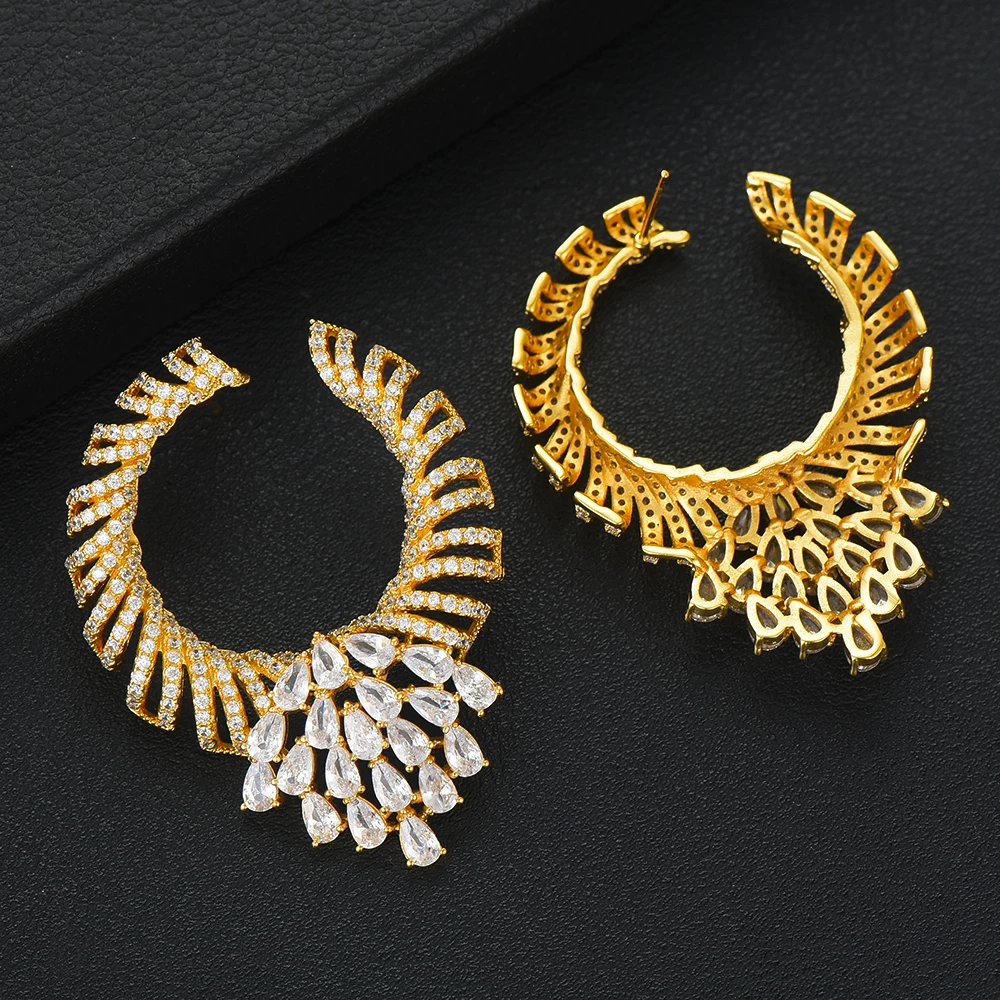 GODKI Trendy Charms Multicolor AAA Crystal Stud Earrings Trendy Statement Water STUD Earrings For Women Fashion Jewelry