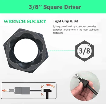 

Hot 11Pcs Impact Bolt Nut Remover Set Nut Extractor Twist Socket 9-19MM Locking Wheel Metric Bolt Remover Tool Set
