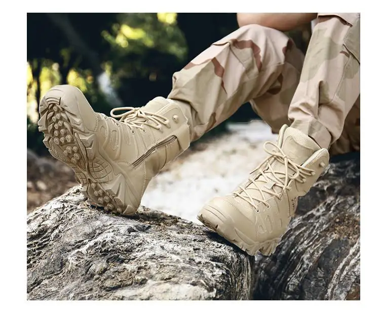 Размеры 39-46; мужские тактические военные ботинки; ботинки-дезерты; спортивные рабочие ботильоны на шнуровке и молнии; модная горная обувь размера плюс