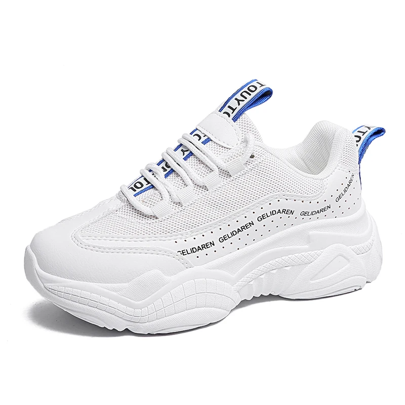 Белый Size 35-40 New Flat Heels Vulcanized Shoes Woman Autumn Women's Casual Sport Sneakers Female Thick Bottom Walking Footwear - Цвет: Белый