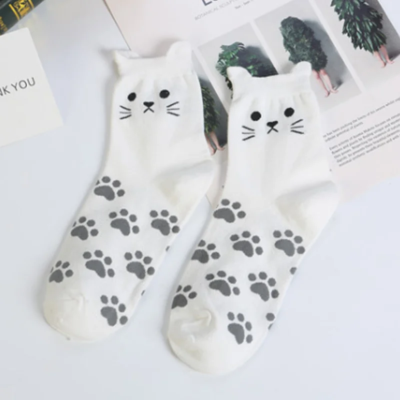 

Cat Footprints Cute Cartoon Animal Sexy Korean Women's Fashion Cotton Tube Socks TY53