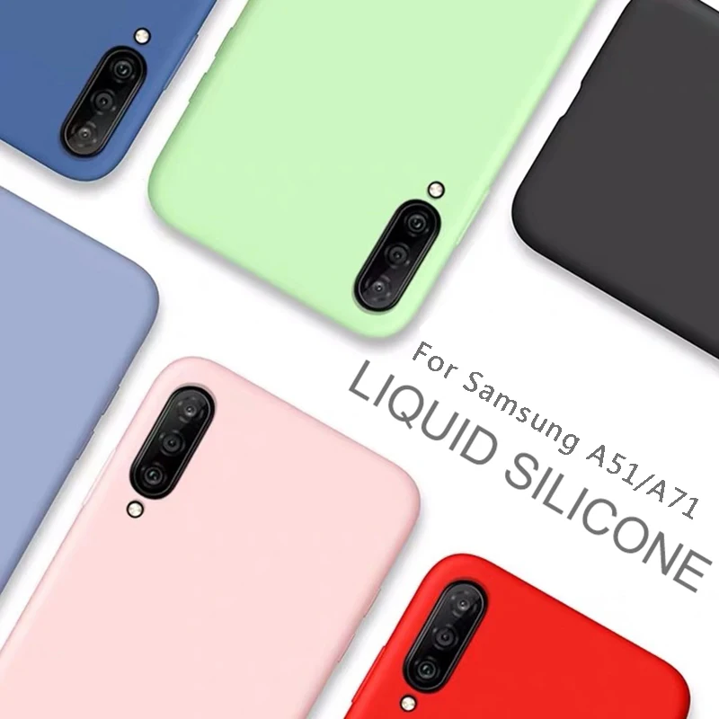 Жидкий силиконовый чехол для Samsung Galaxy A51 A70 A50 A71 A21S карамельный цвет S20 Ultra Plus S8 S9 S10