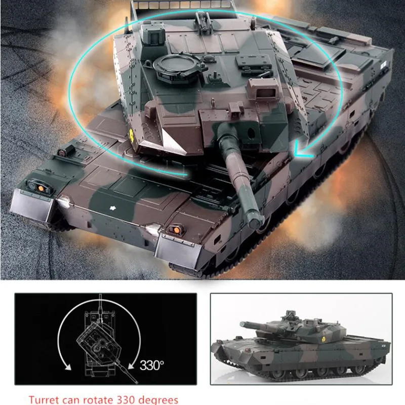 40CM Type 10 Main Battle Remote Control Tank 330 Degree Turret Rotation Independent Suspension Shock 40Mins Life RC Tank Model 4