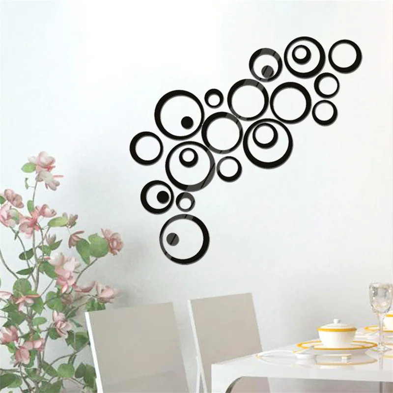Винтажный узор круг 3D трехмерные акриловые настенные декоративные наклейки на стену зеркальное украшение для дома наклейки на стену