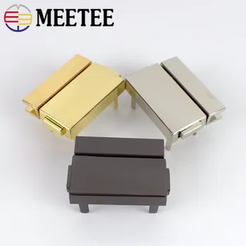 

2/4pcs Meetee Rectangular Metal Press Push Locks Women Bag Spring Lock Snap Decorative Clasps Closure DIY Hardware Accessories