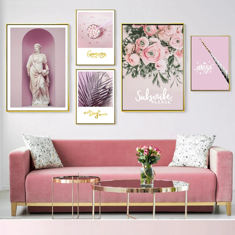 

Islamic Wall Art Canvas Poster Pink Flower Plant Sculpture Muslim Wall Art Print Painting Decoration Picture Home Decor 2-85