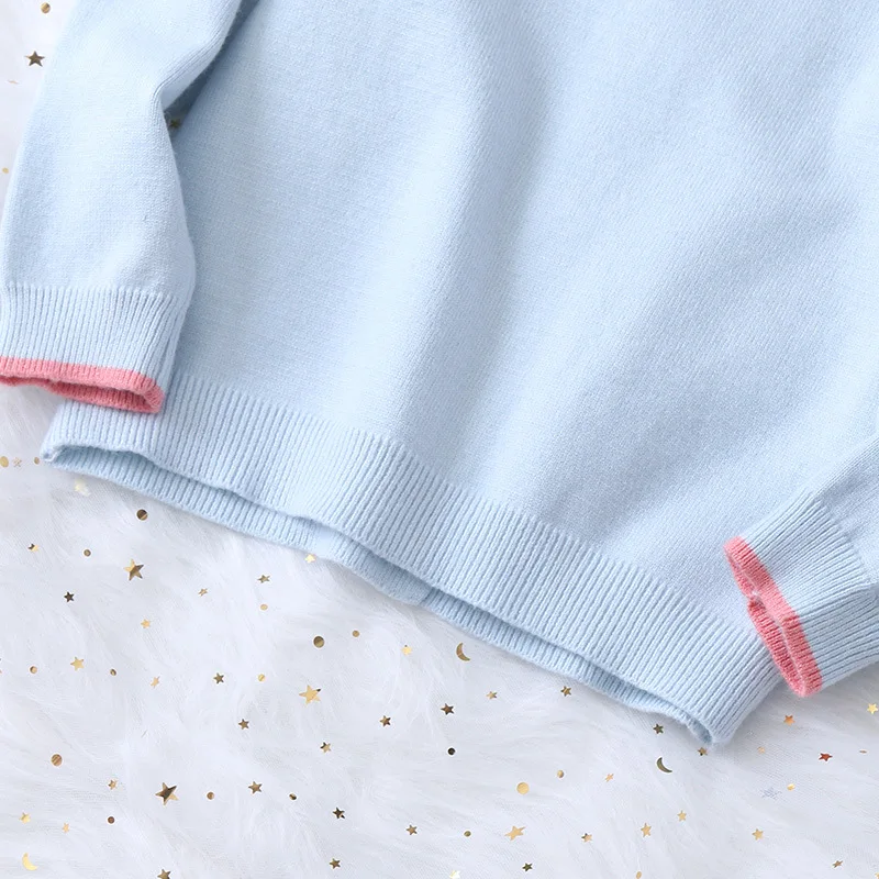 Autumn Girls Sweater Embroidery Cardigans Toddler Girls Jumper Knitwear Childrens Long-Sleeve Cartoon Mermaid Kids Sweater Coat