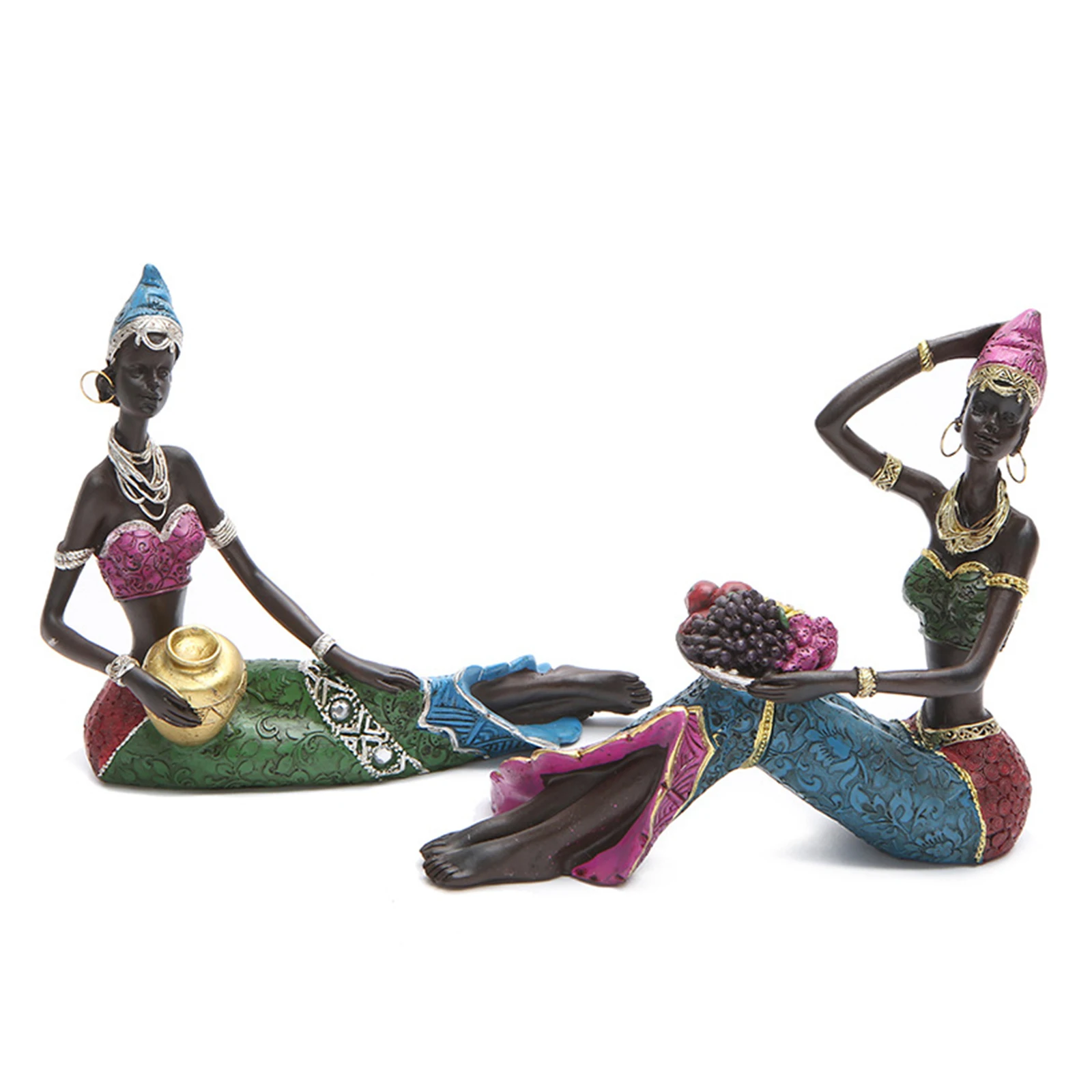 Buy New LBeautiful African Tribal Women Figures Bookshelf Resin Statue