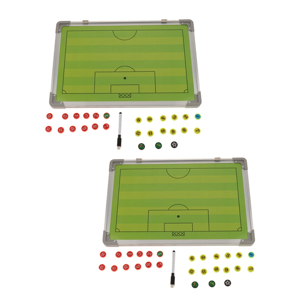 2 Set Premium Soccer Coaching Board, Football Magnetic Double-Sided Dry-Erase Clipboard with Magnets, Included Marker & Pen