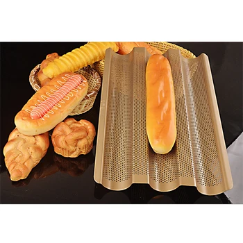 

3 Slots French Bread DIY Baking Tray Perforated Home Wave Loaf Baguette Mold Kitchen Non Stick Stainless Steel Pan Oven Bakeware