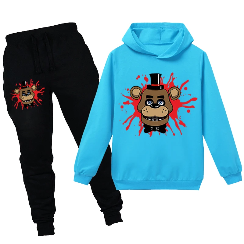 PH1279 Five Nights At Freddy's/комплект из 2 предметов для новорожденных девочек и мальчиков; полосатые топы с капюшоном и Рисунком Слона; штаны; Спортивный костюм; брюки; комплекты одежды - Цвет: PH1279