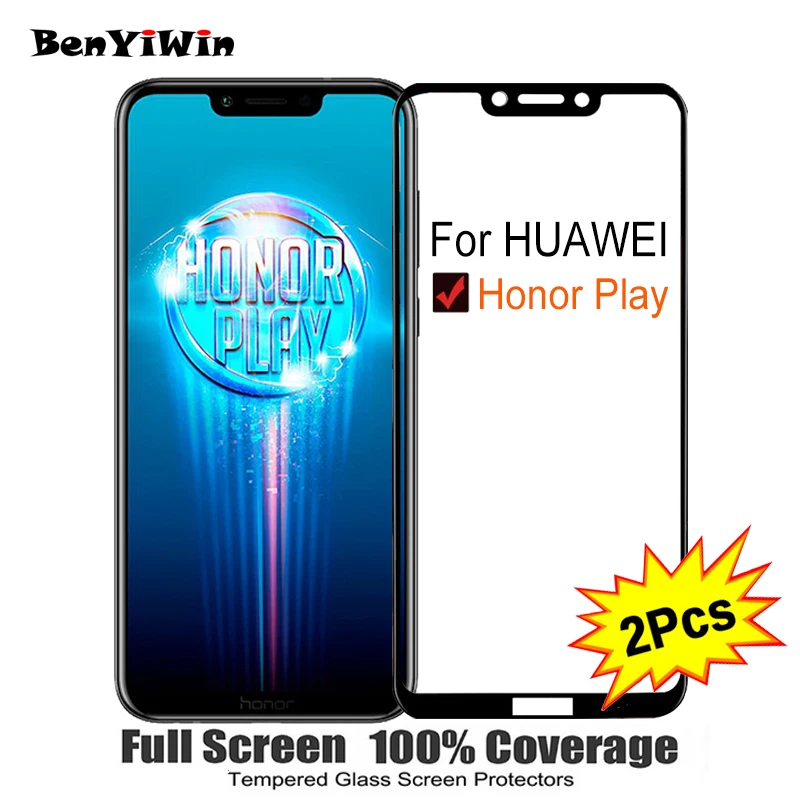 

2PCS Screen Protector Tempered Glass 100% Full Cover For Huawei Honor Play 9H Scratch Proof Protective Film For Honor Play glass