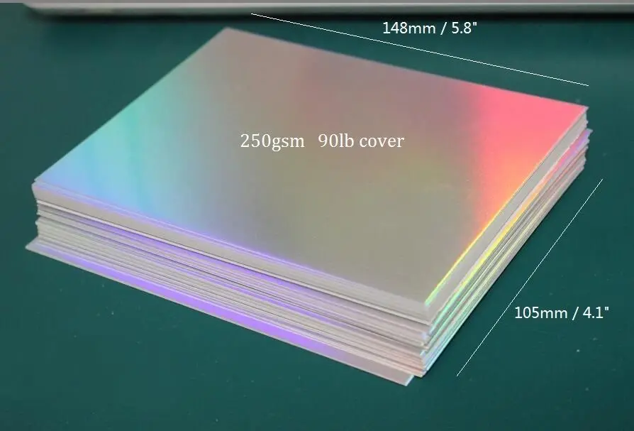 Size 105*148mm Single Side Holographic Silver Rainbow Card 250GSM Thick Paper Cardstock 10/20/50-You Choose Quantity