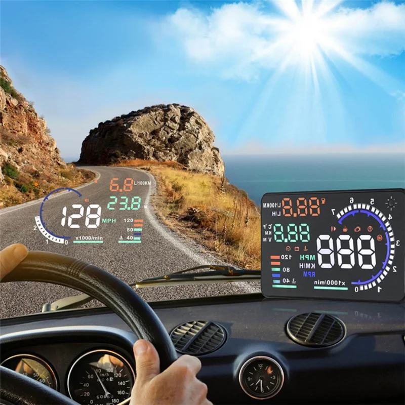 

Pantalla de 5,5 "A8 Car HUD Head Up y pantalla D2000 OBD2 de 4", pantalla LED parabrisas, escáner OBD sobre advertencia de veloc