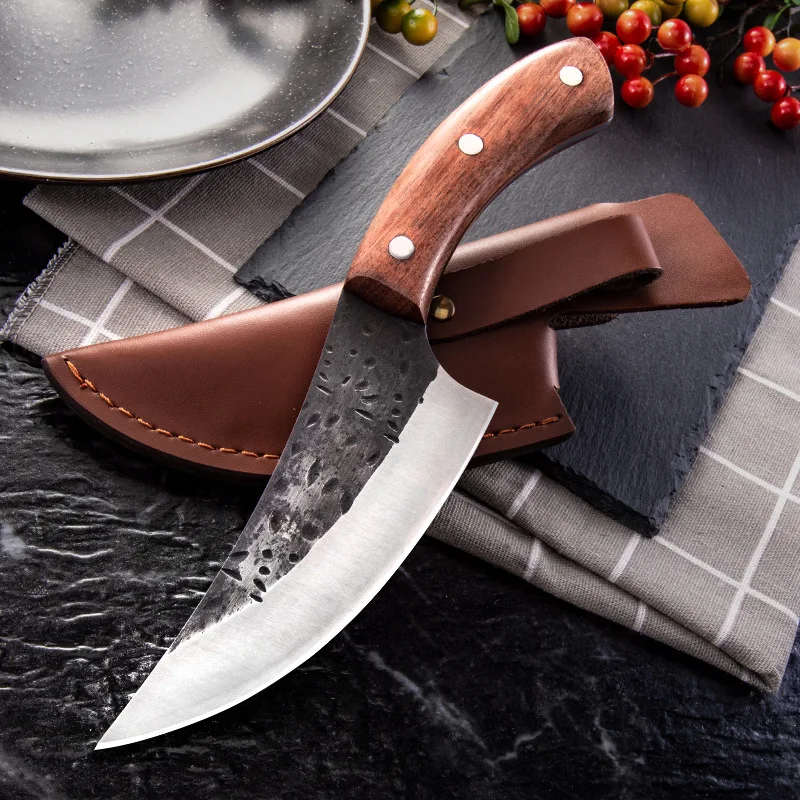 

Jaswehome High Carbon Steel Forging Knife Handmade Forged Hammered Chef Kitchen Knife Boning Knife Butcher Meat Cleaver