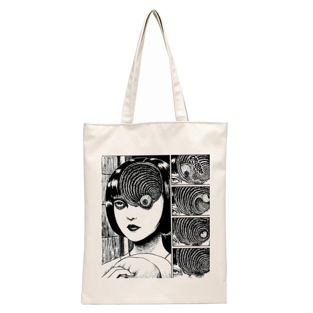 Japan Manga Junji Ito Tomie Shintaro Kago Graphic Hipster Cartoon Print Shopping Bags Girls Fashion Casual Pacakge Hand Bag N2056A