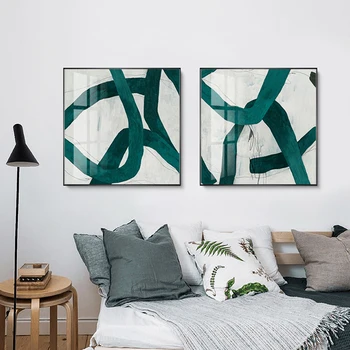 

Green Abstract Lines Canvas Painting Poster and Print Living Room Bedroom White Modern Pictures Wall Art Decoration Home Decor