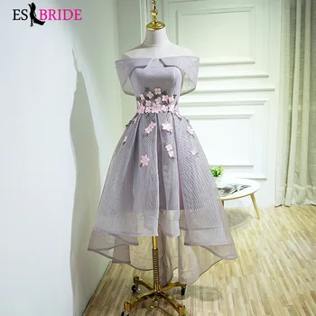 

Boat Neck short creme bridesmaid dresses elegant Flower wedding party dress Organza bridesmaid wedding guest dress ES2813