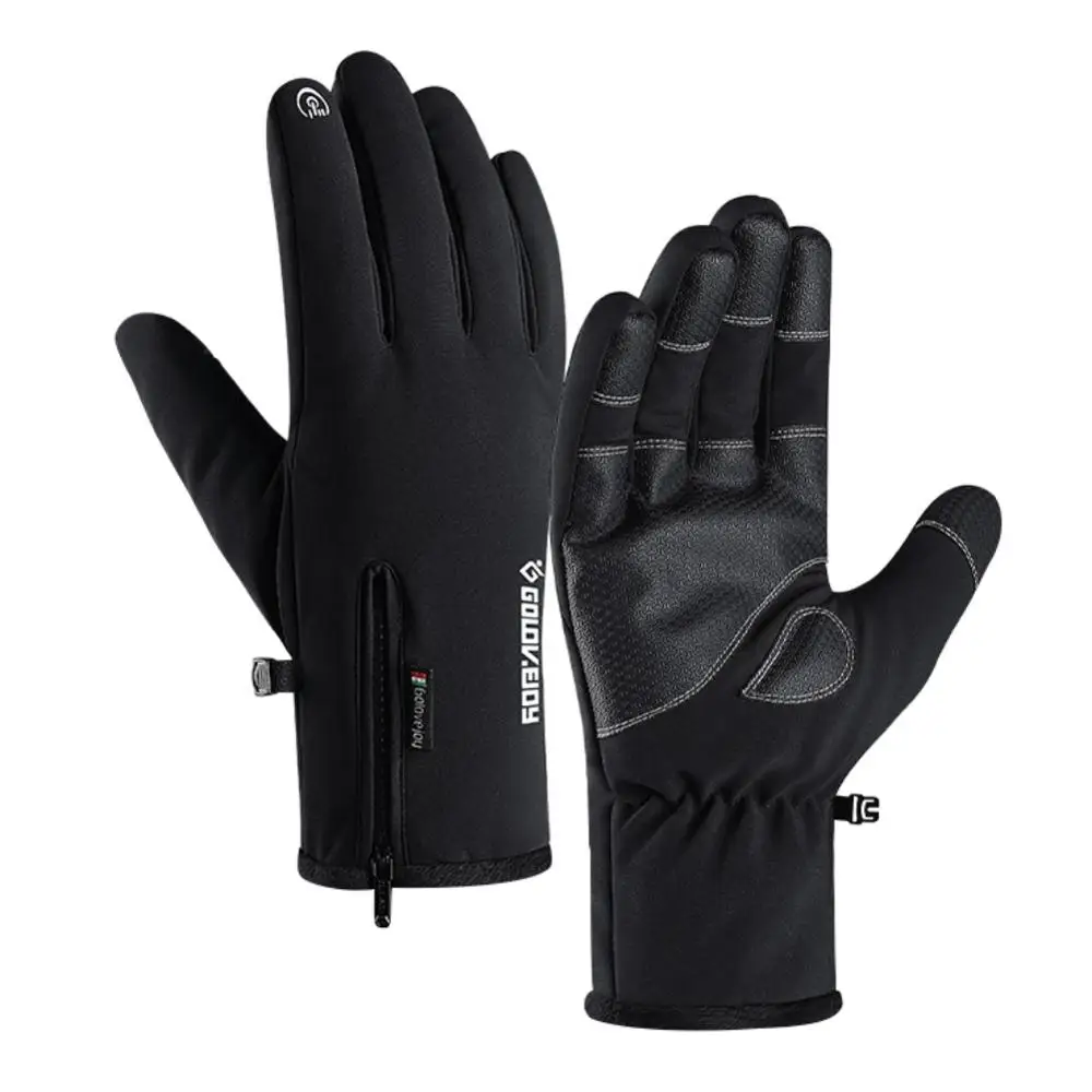 Черный New Winter Gloves Waterproof Touchscreen Gloves Anti-slip Cycling Thicken Warm Gloves For Running Climbing Skiing Riding - Цвет: Черный