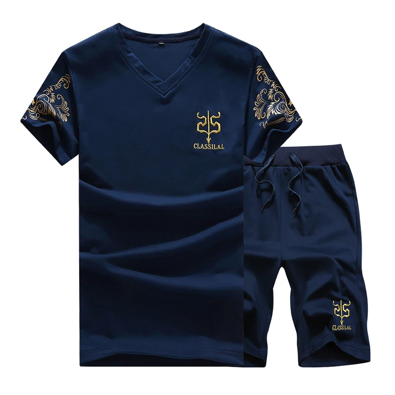 short sleeve Зимний теплый спортивный костюм, мужской комплект, повседневная куртка, Мужская брендовая одежда, мужские спортивные костюмы, костюм из двух предметов, толстовка на молнии, дропшиппинг - Цвет: short sleeve