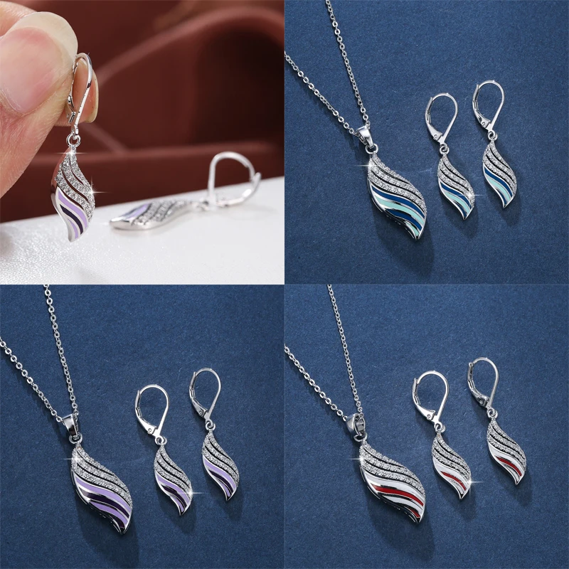 Женский ювелирный комплект из колье и серёг с фианитом | Украшения аксессуары