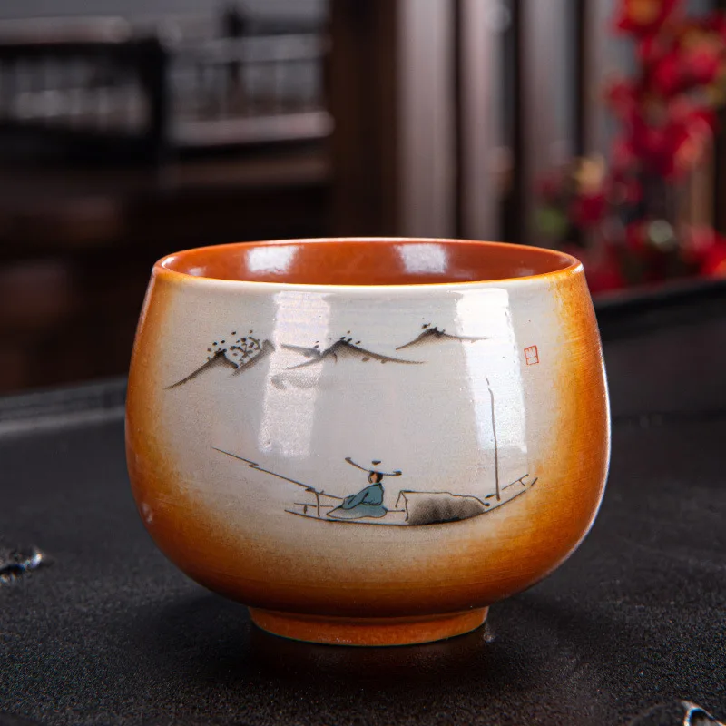 

Ceramic Kiln Tea Cup Change Porcelain Mug TeaCup Home Kungfu Tea Bowl Single Cup Tianmu Jianzhan Kung Fu Teaware Home Decor