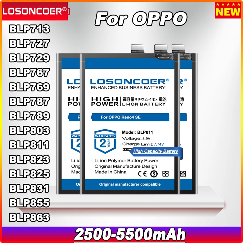 

5500mAh For OPPO FindX 2 X2 Pro Realme X Lite A5 2020/A9 2020 Reno4 Reno 4 4SE 5 6 6 V3 V13 V11 5G X3 X3PRO Battery