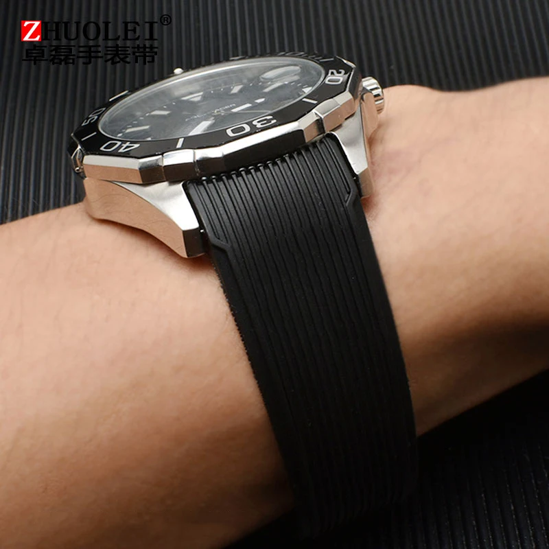 Для брендовых наручных часов 20 мм 22 мм 24 мм черная синяя силиконовая резина водонепроницаемый мягкий спортивный ремешок для наручных часов