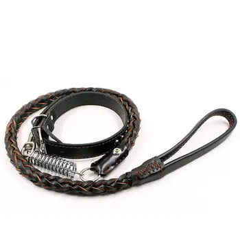 

Nylon Black Strong Pet Dog Leash Adjustable Training Lead Pet Dog Leash Pet Traction Ropes Leads With Spring For Large Dogs