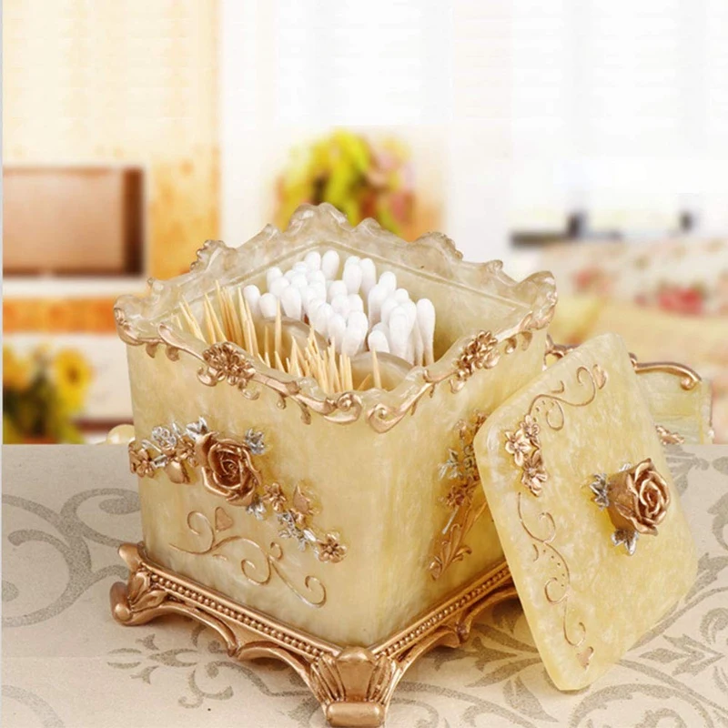 Bathroom Vanity Storage Box Organizer Dispenser Holder for Toothpick, Cotton Balls, Cotton Swabs, Makeup Sponges, Bath Salts, Ha Bathroom Vanity Storage Box Organizer Dispenser Holder for Toothpick, Cotton Balls, Cotton Swabs, Makeup Sponges, Bath Salts, Ha